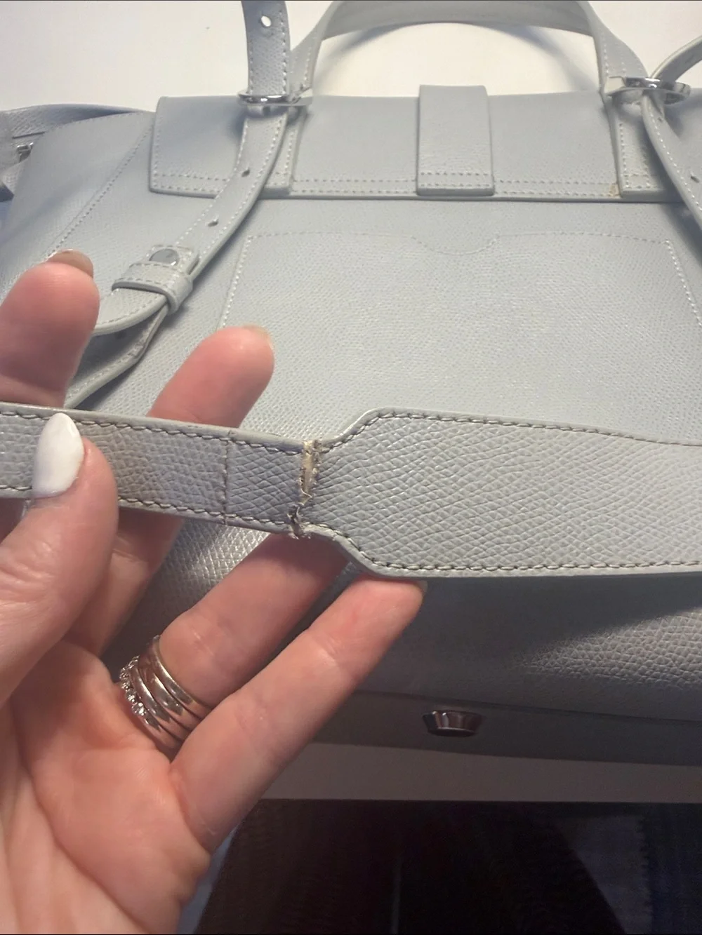 Senreve Pebbled Leather Satchel in Light Gray